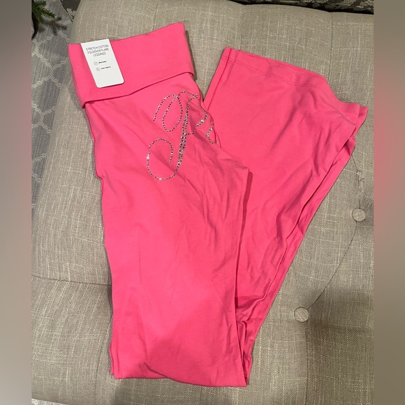 Victorias Secret PINK fold over cotton bling leggings limited edition color - Picture 2 of 5